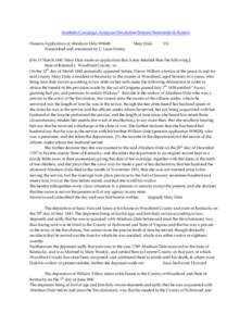 Southern Campaign American Revolution Pension Statements & Rosters Pension Application of Abraham Dale W8648 Transcribed and annotated by C. Leon Harris. Mary Dale