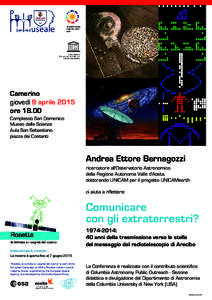 Camerino giovedì 9 aprile 2015 ore[removed]Complesso San Domenico Museo delle Scienze Aula San Sebastiano