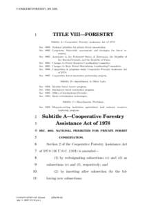 Cooperative Forestry Assistance Act / Forestry