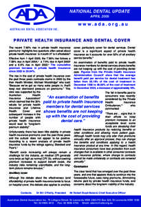 NATIONAL DENTAL UPDATE APRIL 2005 www.ada.org.au AUSTRALIAN DENTAL ASSOCIATION INC.