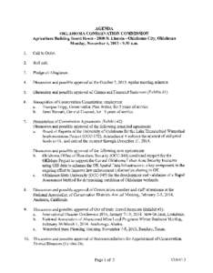 AGENDA   OKLAHOMA CONSERVATION COMMISSION Agriculture Building Board Room[removed]N. Lincoln- Oklahoma City, Oklahoma