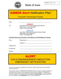 Updated[removed] #121  State of Iowa “AMBER Alert Notification Plan” Facsimile Transmission Packet