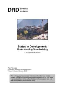 Political geography / Elite pact / State-building / Nation-building / Department for International Development / Governance / Fragile state / State / Rahul Chandran / Political science / Nationalism / International relations