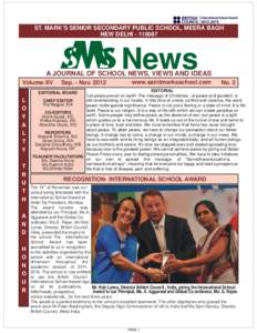 ST. MARK’S SENIOR SECONDARY PUBLIC SCHOOL, MEERA BAGH NEW DELHI[removed]News  A JOURNAL OF SCHOOL NEWS, VIEWS AND IDEAS