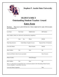 Microsoft Word - Outstanding Student Teacher Award Entry Form.doc