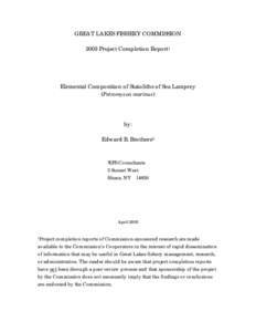 GREAT LAKES FISHERY COMMISSION 2003 Project Completion Report1 Elemental Composition of Statoliths of Sea Lamprey (Petromyzon marinus)