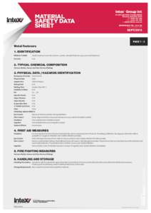 Intex Group Int. ® MATERIAL SAFETY DATA SHEET