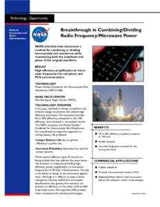 Energy development / Microwave transmission / Radio electronics / Lockheed Martin / Marshall Space Flight Center / Power dividers and directional couplers / Electronic engineering / Electronics / Electromagnetism