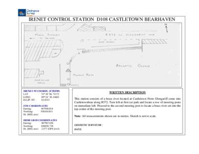 IRENET CONTROL STATION D108 CASTLETOWN BEARHAVEN  IRENET-95 COORDS. (ETRF89) LAT 51 39’ LONG.