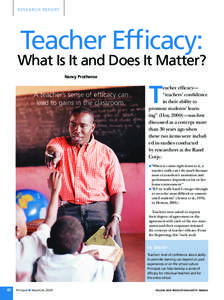 research report  Teacher Efficacy: What Is It and Does It Matter? Nancy Protheroe