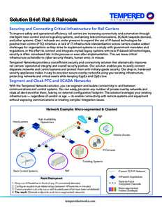 Solution Brief: Rail & Railroads Securing and Connecting Critical Infrastructure for Rail Carriers To improve safety and operational efficiency, rail carriers are increasing connectivity and automation through intelligen