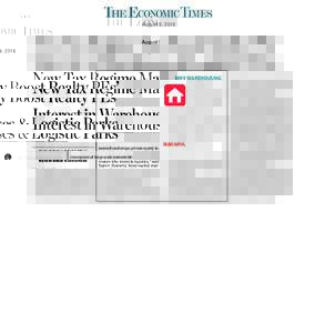 August 9, 2016  New Tax Regime May Boost Realty PEs’ Interest in Warehouses & Logistic Parks Kailash Babar & Sobia Khan