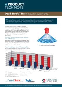 PRODUCT tech note Dead Sure®/TTI Drift Reduction System (DRS). TTIs are a hybrid nozzle which give good stubble penetration and are good for pre-emergent applications. They provide very good to excellent drift control.