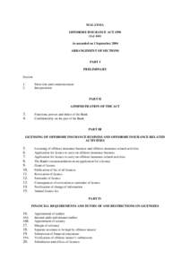 MALAYSIA OFFSHORE INSURANCE ACT[removed]Act 444) As amended on 1 September 2004 ARRANGEMENT OF SECTIONS