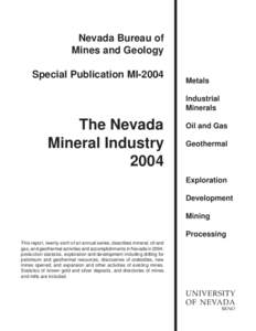 Nevada Bureau of Mines and Geology Special Publication MI-2004 Metals Industrial
