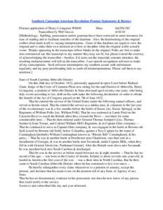 Southern Campaign American Revolution Pension Statements & Rosters Pension application of Henry Livingston W8049 Mary fn63NC/SC Transcribed by Will Graves[removed]