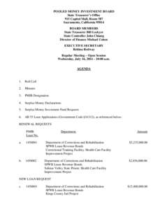 POOLED MONEY INVESTMENT BOARD State Treasurer’s Office 915 Capitol Mall, Room 587 Sacramento, California[removed]BOARD MEMBERS State Treasurer Bill Lockyer