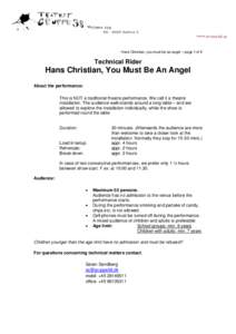 Hans Christian, you must be an angel – page 1 of 6  Technical Rider Hans Christian, You Must Be An Angel About the performance: