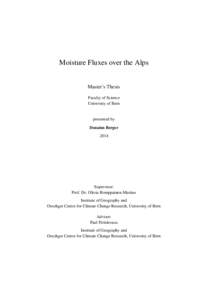 Moisture Fluxes over the Alps  Master’s Thesis Faculty of Science University of Bern