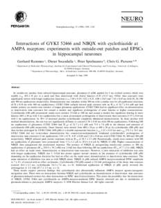 Neuropharmacology – 1320  Interactions of GYKIand NBQX with cyclothiazide at AMPA receptors: experiments with outside-out patches and EPSCs in hippocampal neurones Gerhard Rammes a, Dieter Swandul