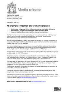 Media release The Hon Tim Bull MP Minister for Local Government Minister for Aboriginal Affairs  Saturday 31 May 2014