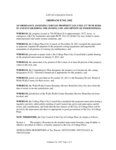 City of College Place Ordinance 1052