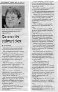 THE CHRONICLE. Tuesday, April[removed]  Rusty Woodward was an active member of many community organisations.