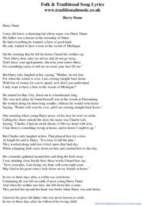 Folk & Traditional Song Lyrics - Harry Dunn