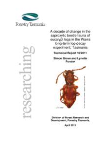 A decade of change in the saproxylic beetle fauna of eucalypt logs in the Warra long-term log-decay experiment, Tasmania Technical Report