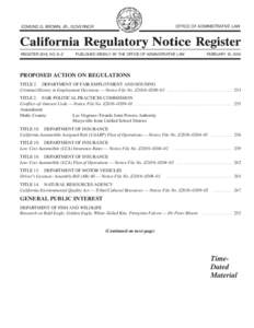 United States administrative law / Government / Law / Finance / Insurance in the United States / Financial institutions / California Department of Insurance / Insurance / California Code of Regulations / California Regulatory Notice Register / Rulemaking / Public comment