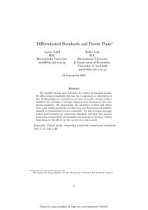 Differentiated Standards and Patent Pools∗ Aaron Schiff IER, Hitotsubashi University 
