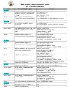 New Orleans Federal Executive Board 2017 Calendar of Events Date Oct-2016 Oct 12