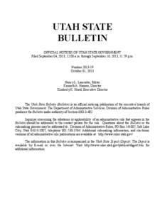 Utah State Bulletin, October 1, 2013, Vol. 2013, No. 19