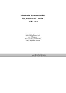 München im Netzwerk der Hilfe für „nichtarische“ Christen (1938 – 1941)