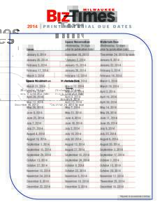 2014  PRINT MATERIAL DUE DATES 