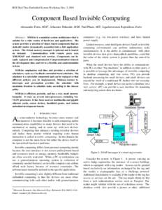 IEEE Real-Time Embedded System Workshop, Dec. 3, 2001  Component Based Invisible Computing Alessandro Forin, MSR∗, Johannes Helander, MSR, Paul Pham, MIT, Jagadeeswaran Rajendiran, Duke  MMLite emphasizes real-time and