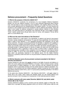 Defence procurement – Frequently Asked Questions