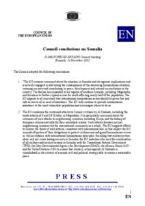 EN  COUNCIL OF THE EUROPEAN UNION  Council conclusions on Somalia