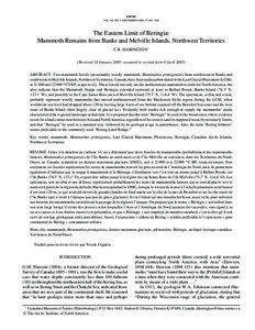 The Eastern Limit of Beringia: Mammoth Remains from Banks and Melville Islands, Northwest Territories