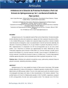 Inhibidores de la Glicación de Proteínas Purificados a Partir del Extracto de Sphingomonas sp. 3a-1, una Bacteria Endofíta de Piper auritum. 1Javier  Ayala Manríquez, 1Adriana María Neira González, 2Rosa Martha Pé