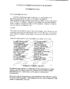 COUNTY COMMISSION-REGULAR SESSION OCTOBER 15,2012 BE IT REMEMBERED THAT: COUNTY COMMISSION MET PURSUANT TO ADJOURNMENT IN REGULAR SESSION OF THE SULLIVAN COUNTY BOARD OF