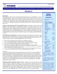 November[removed]National Association of State Alcohol and Drug Abuse Directors 1025 Connecticut Ave. NW Ste. 605 Washington, DC[removed]Tel: ([removed]Fax: ([removed]http://www.nasadad.org  MICHIGAN