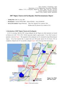 Tokyo Institute of Technology, Japan Department of Civil Engineering, Kawashima Laboratory Address: 2-12-1, O-okayama, Meguro-ku, Tokyo, Japan, Zip code: [removed]Assistant Professor: Gakuho Watanabe Master Course Studen