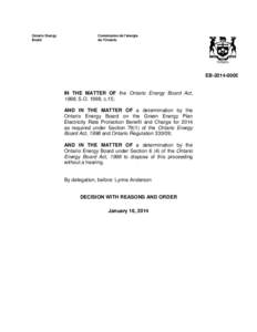 Ontario Energy Board Commission de l’énergie de l’Ontario