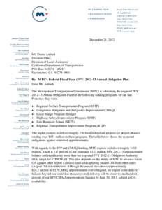 Microsoft Word - MTC FY[removed]Obligation Plan Submittal Letter.doc