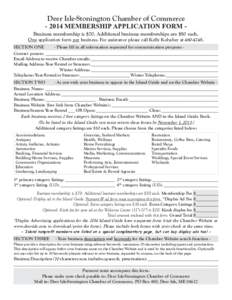 Deer Isle-Stonington Chamber of Commerce 2010 Membership Application