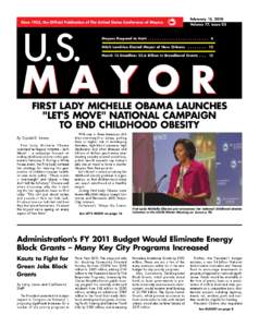 Since 1933, the Official Publication of The United States Conference of Mayors  February 15, 2010 Volume 77, Issue 03  U.S.