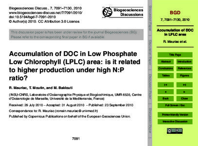 Biogeosciences Discussions Discussion Paper  ´