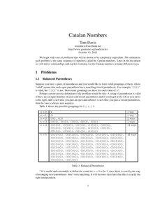 Catalan Numbers Tom Davis [removed]