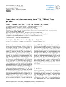 Atmos. Chem. Phys., 15, 99–112, 2015 www.atmos-chem-phys.netdoi:acp © Author(sCC Attribution 3.0 License.  Constraints on Asian ozone using Aura TES, OMI and Terra